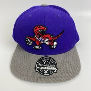 Mitchell Ness Toronto Raptors Hat 7 1/4 Purple 2 Tone Team Logo Fitted Cap NBA
